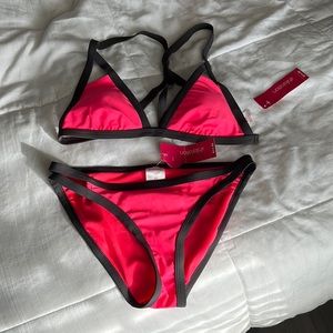 NWT neon pink and gray bikini- top size medium, bottom size small